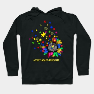 Cute Sunflower Accept Adapt Advocate Autism Awareness Hoodie